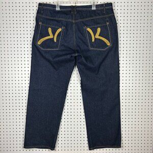 Karl Kani 90s Baggy Jeans 42x32 Gold Logo Pocket Streetwear Skate Wide Leg Denim